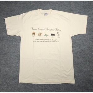 Vintage Graphic T-Shirt Men's XL White Beige Carpool Funny Shirt Single Stitch